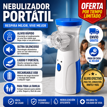 Nebulizador Ultrasónico 🫁 Alivio Práctico Para Toda La Familia