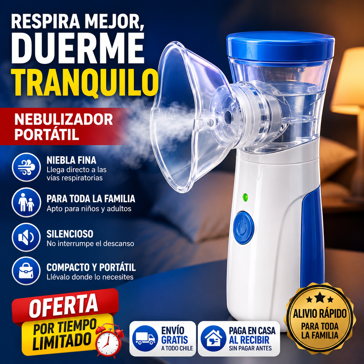 Nebulizador Ultrasónico 🫁 Alivio Práctico Para Toda La Familia